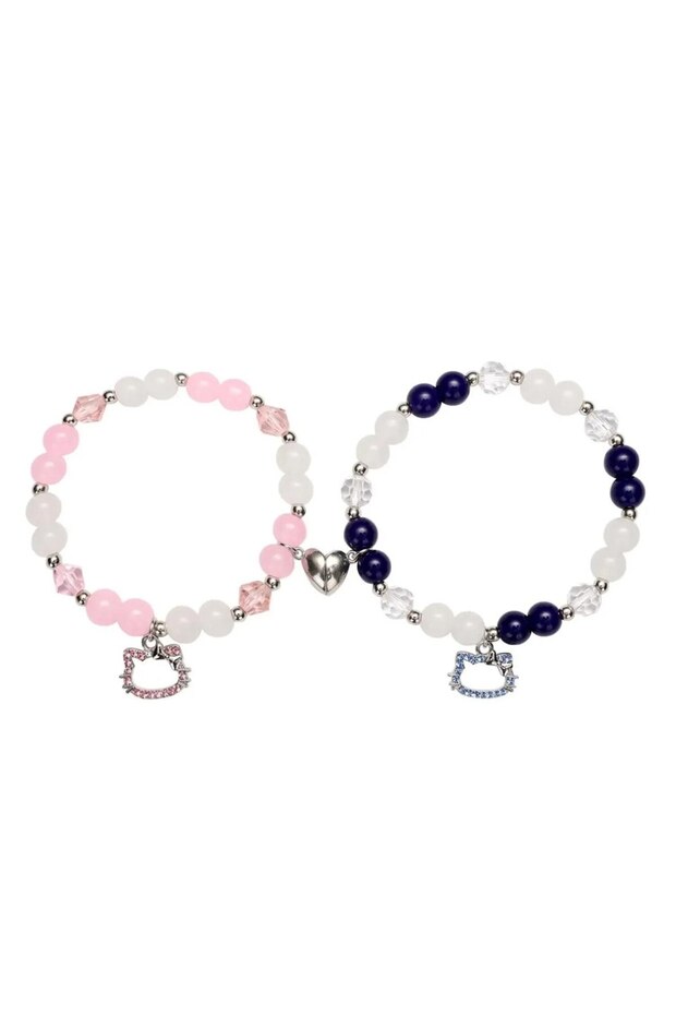 ASL70123D 2 PCS Spider Cat Charm Beaded Bracelet For Best Friend Multi Color Cat Eye Heart Bracelet