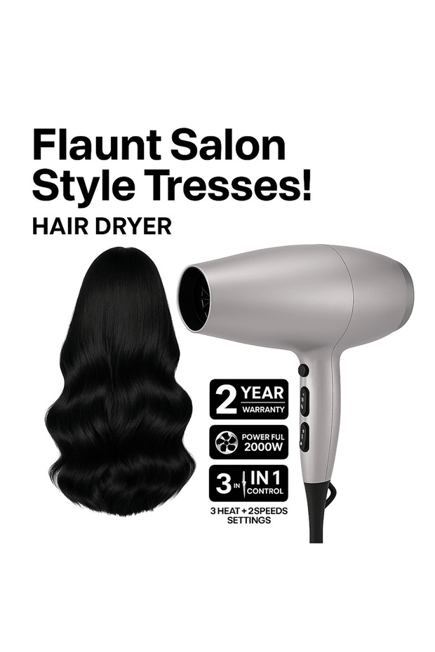 Professional 2000W Hair Dryer with Salon-Grade Fast Drying Power