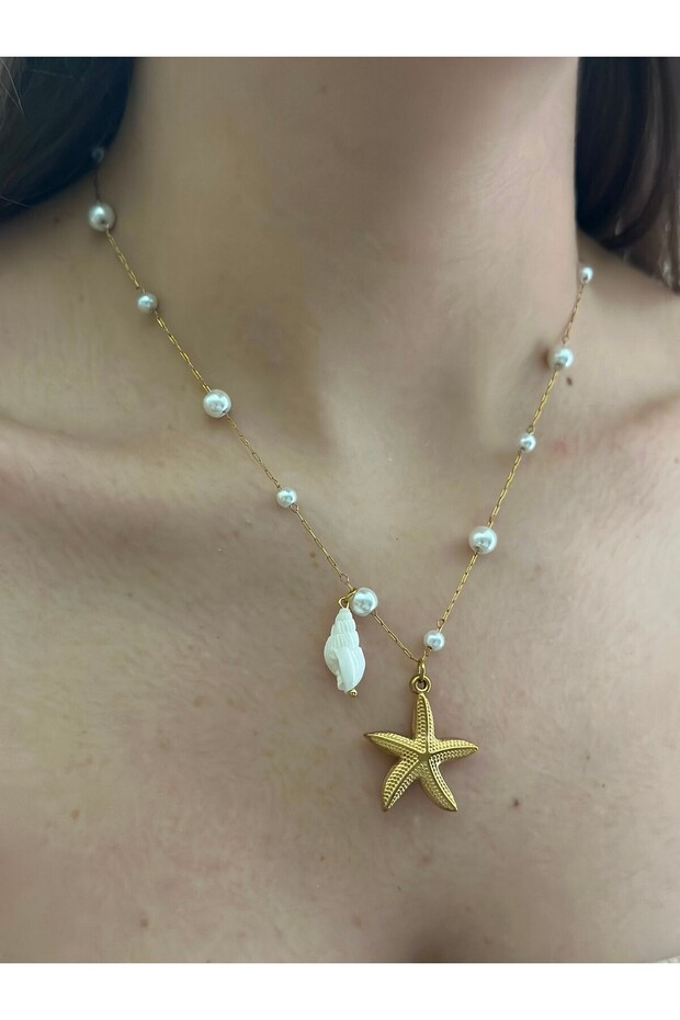 Pearl and Starfish Steel Necklace
