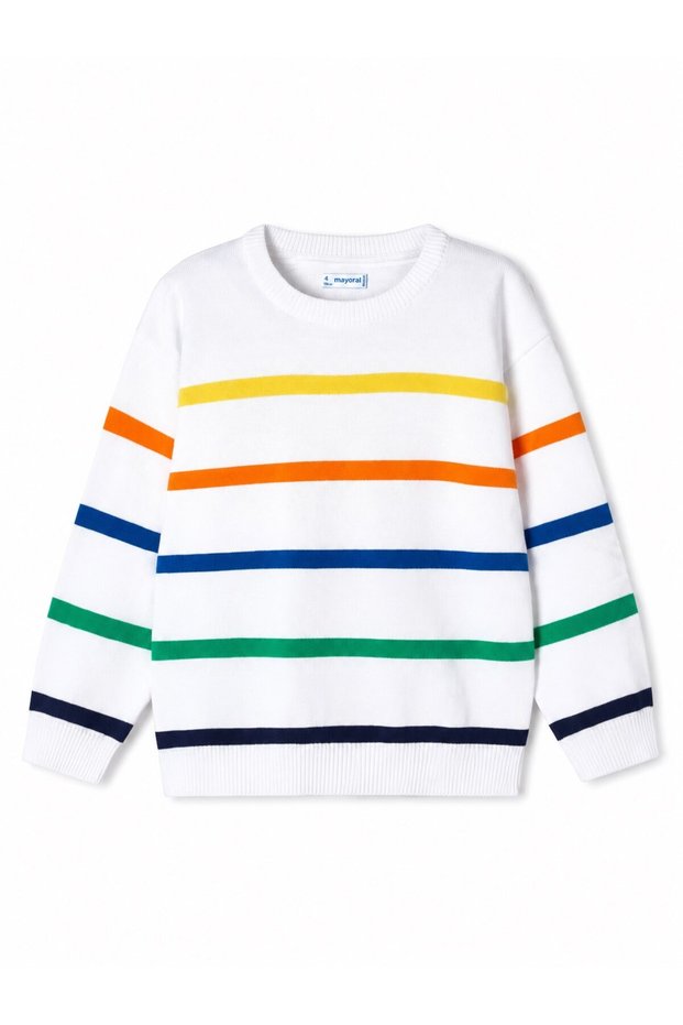 Boy's Multi-Colored Striped Knit Sweater 2-10 Years Black