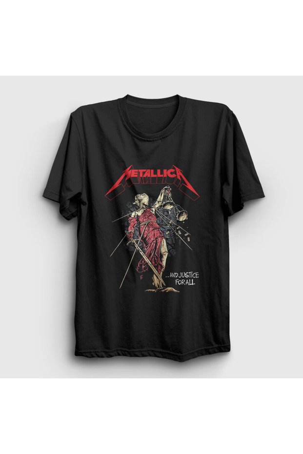 Unisex Black Lady Justice V2 Metallica T-Shirt 4356Zw