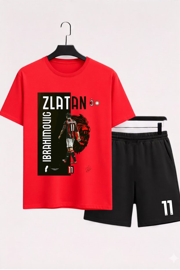 Zlatan Ibrahimovic Printed 100% Cotton Crewneck Children's T-Shirt-Shorts Two-Piece Set
