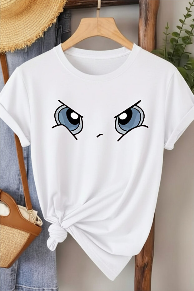 Anime Eye Print Women's Cotton T-Shirt