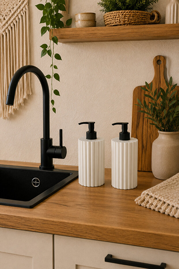 Decorative 2-Piece Bohemian Style Kitchen Set Liquid Soap Dispenser and Detergent Dispenser Set, Hand Soap Dispenser and Dish Soap Dispenser Set