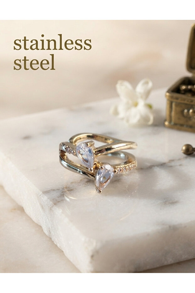 Brass gold color zircon stone drop earrings