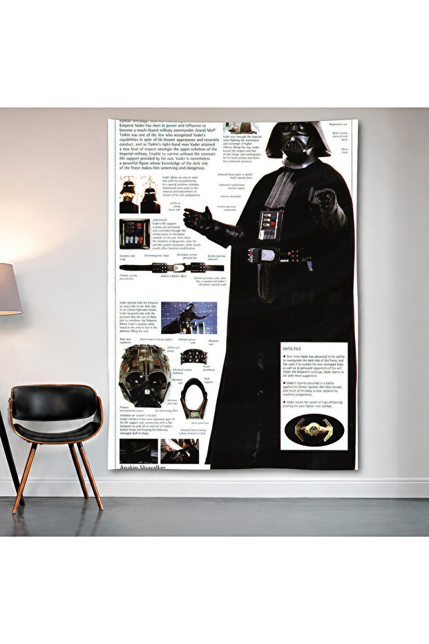 Batman Darth Vader Infographic Wall Covering Wall Tapestry First Quality Satin Fabric Poster