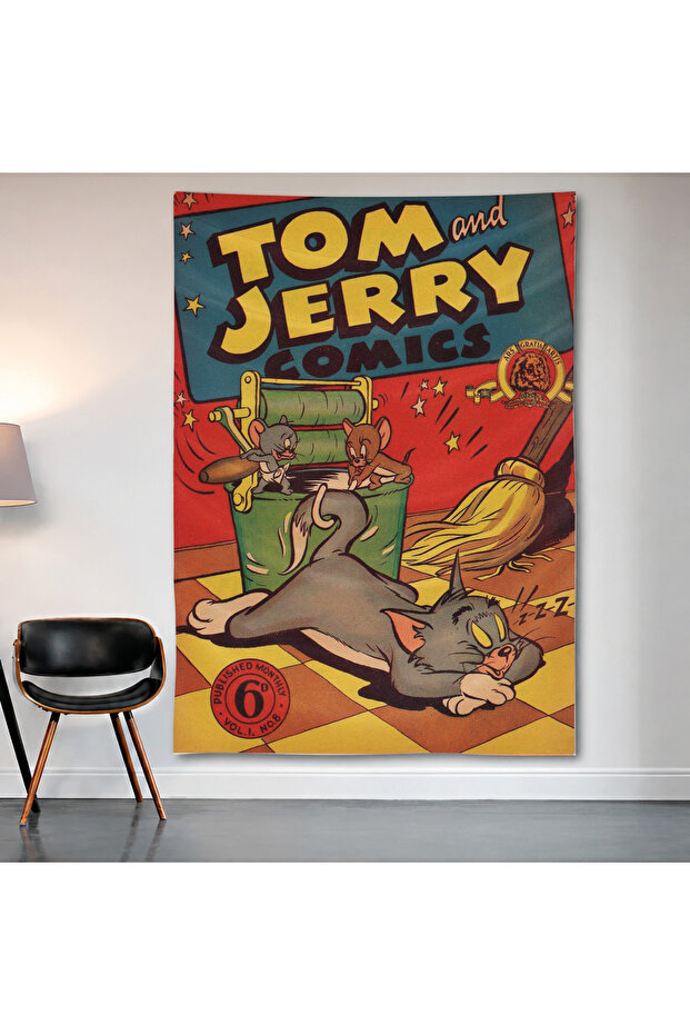 Tom and Jerry Comics Wall Covering Wall Tapestry First Quality Satin Fabric Poster