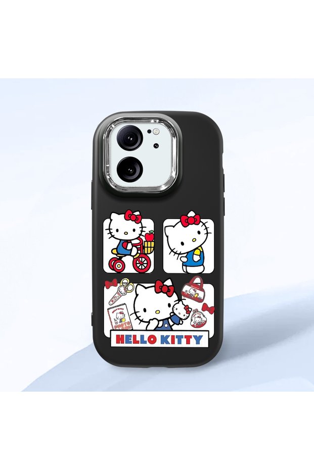 Mi 13t Compatible Case Camera Protector Black Silicone Couple Phone Case Kitty Pattern