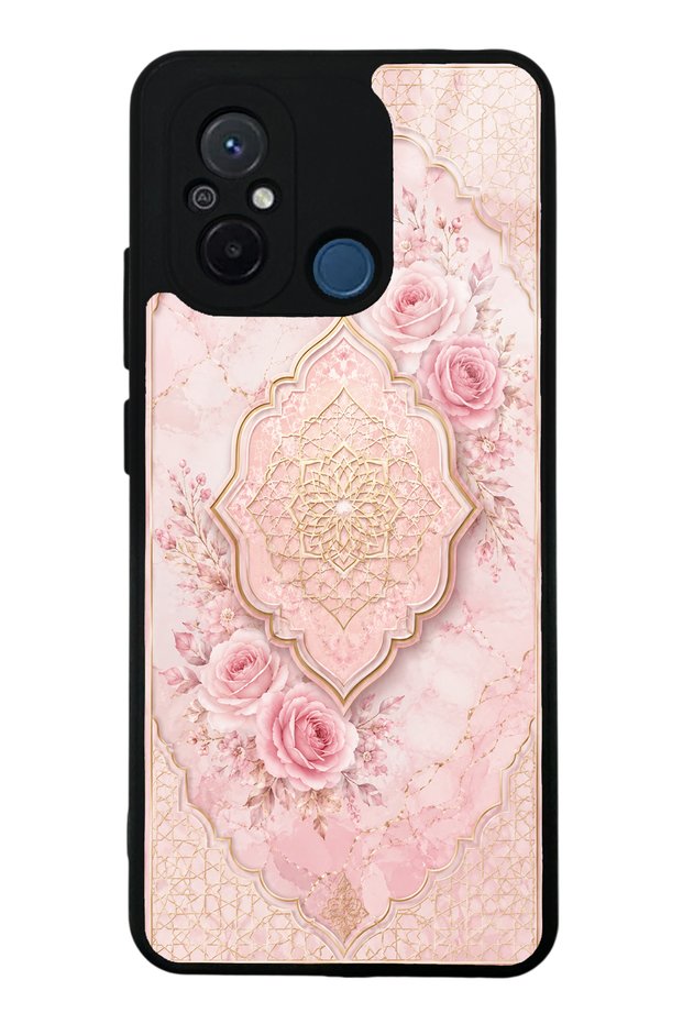 Xiaomi Redmi 12C Glossy Phone Case with Blush Ottoman Rose Design