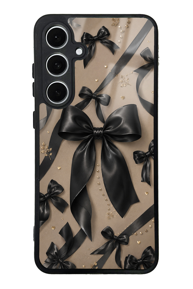 Samsung S24 Fe Midnight Bow Design Glossy Phone Case