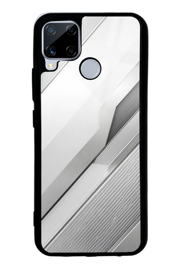 Realme C15 Silver Titanium Edge Design Glossy Phone Case