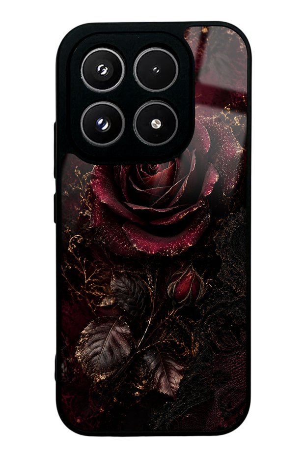 Xiaomi 17 Glossy Phone Case with Midnight Velvet Rose Design