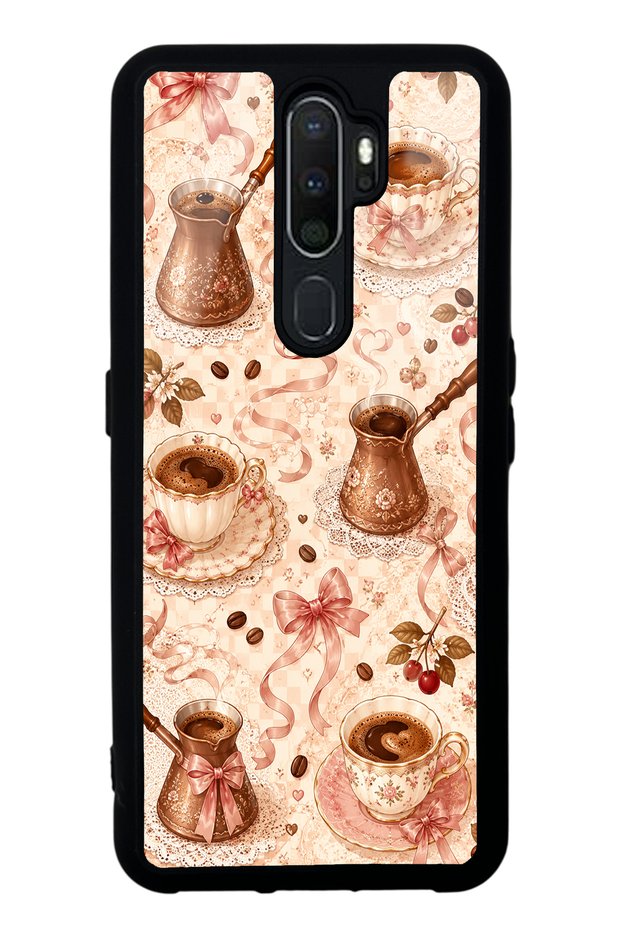 Oppo A5 2020 Glossy Phone Case with Blush Coffee Bow Design