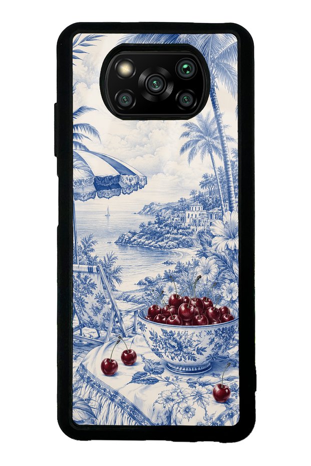 Xiaomi Poco X3 Blue Porcelain Cherry Coast Design Glossy Phone Case