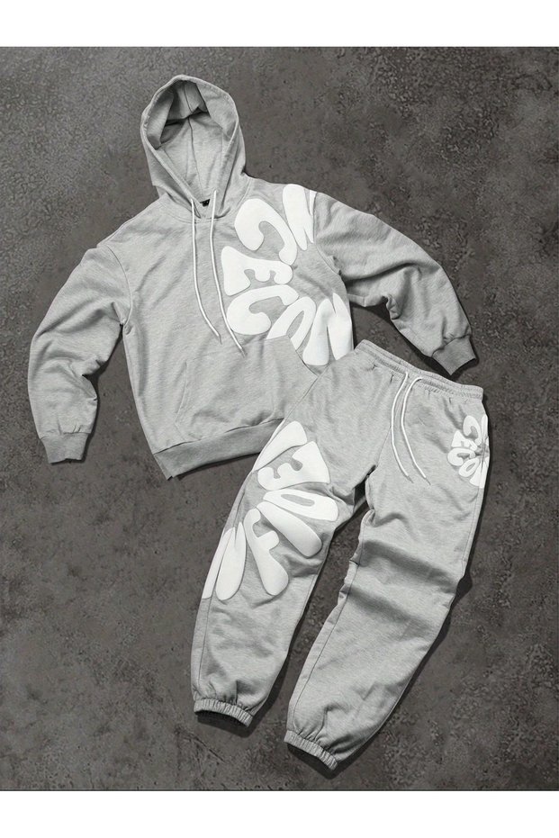 Calle 00 Urban Street Style 3 Threaded Rastered Sweatpants Set