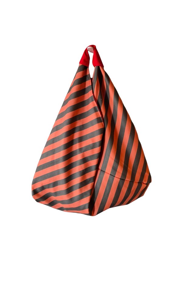 Hande Dizayn Valentine's Mother's Day Orange Green Striped Everything Bag Origami Model Shoulder Bag