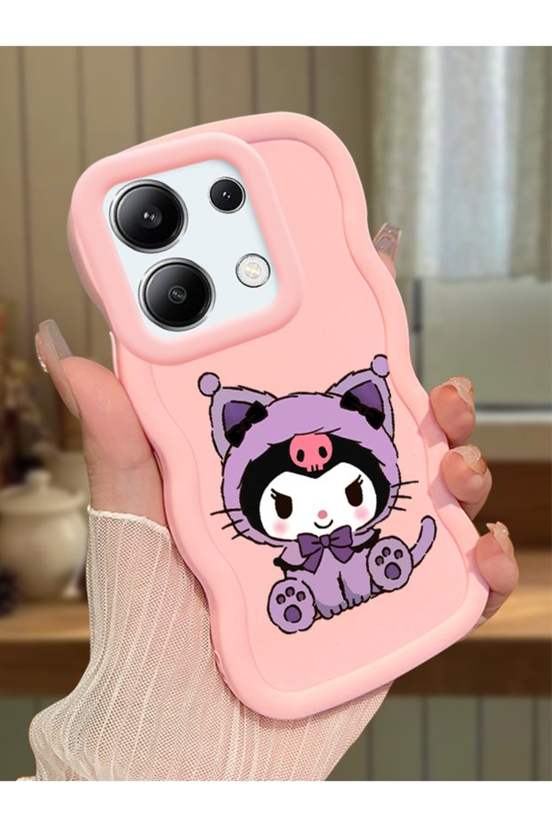 Redmi Note 13 4g Compatible Case with Camera Protector Pink Silicone Couple Phone Case Kuromi Pattern