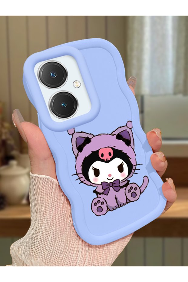 Vivo Y27 Compatible Case Camera Protector Blue Silicone Couple Phone Case Kuromi Pattern