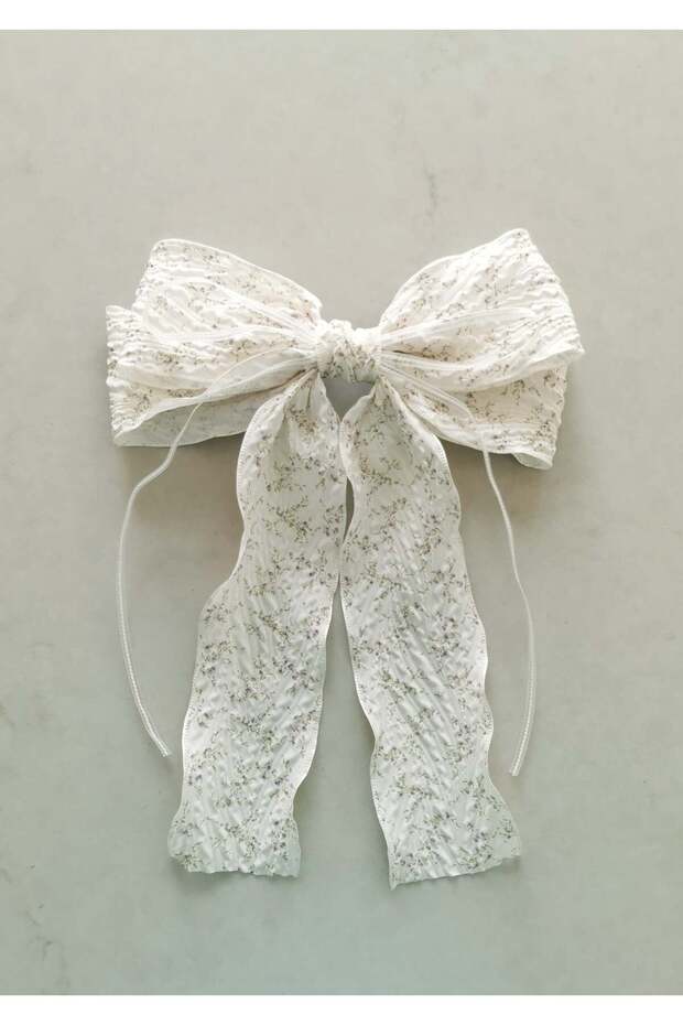 Vintage Cream Floral Patterned Bow Automatic Buckle 16X22 cm