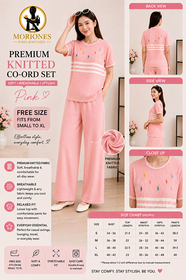 MORIONES PREMIUM KNITTED COORD SET BLOUSE AND PANTS