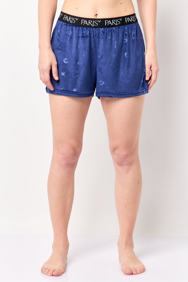 Women 2Pcs Brand Logo Pajama Pants And Shorts Set, Multicolor