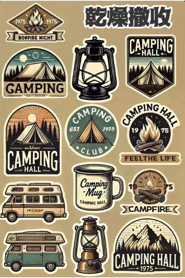 Camping Sticker Nature Sticker Set Laptop Water Bottle Cabinet Sticker 22X30 cm