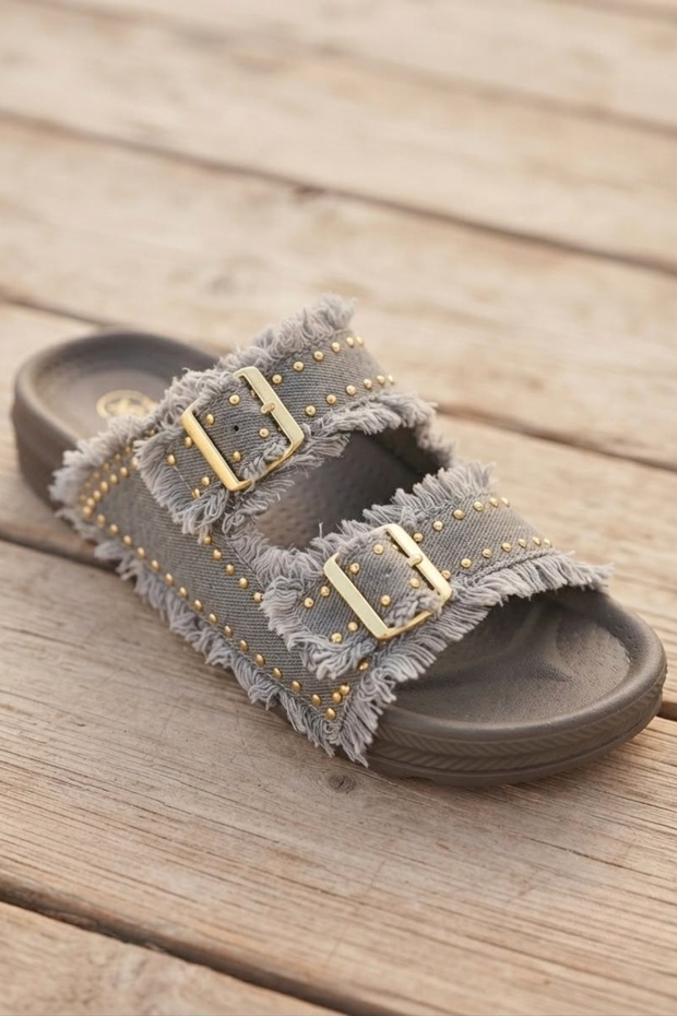 Sahara Trok Detailed Tasseled Double Buckle Women's Slippers