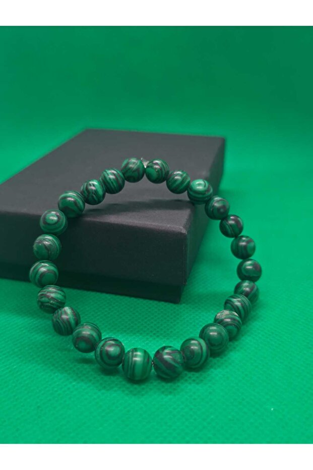 Malachite Natural Stone Elastic, Suitable for All Wrist Sizes, Elastic 8 Mm. Bracelet Jewelry Accessory Suitable for Daily Use Gift Zodiac Symbol