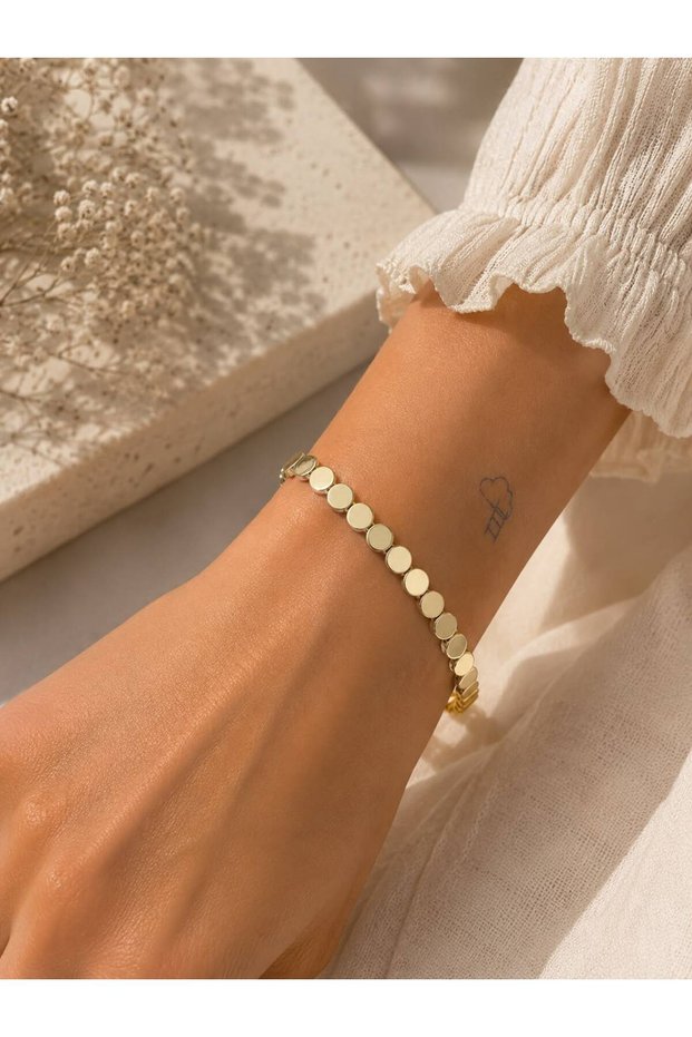 Modern Design Plate Chain Bracelet - Gold Color Minimalist