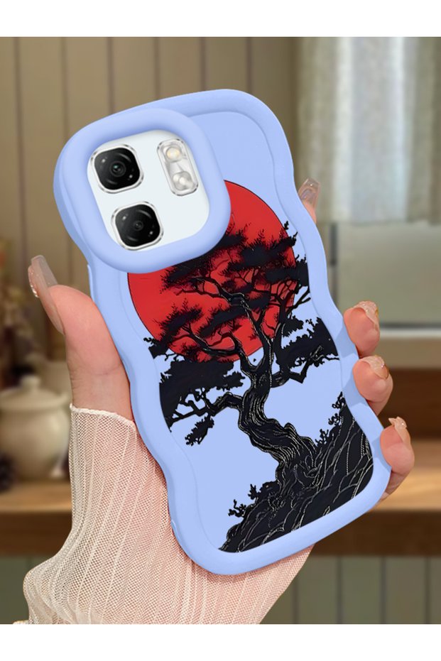 Infinix Hot 50I Compatible Case Camera Protector Blue Silicone Couple Phone Case Tree Pattern
