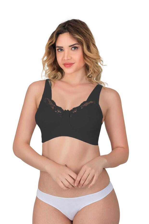 Black Mi Emay 181 C Lace Gatherer Cotton Bra