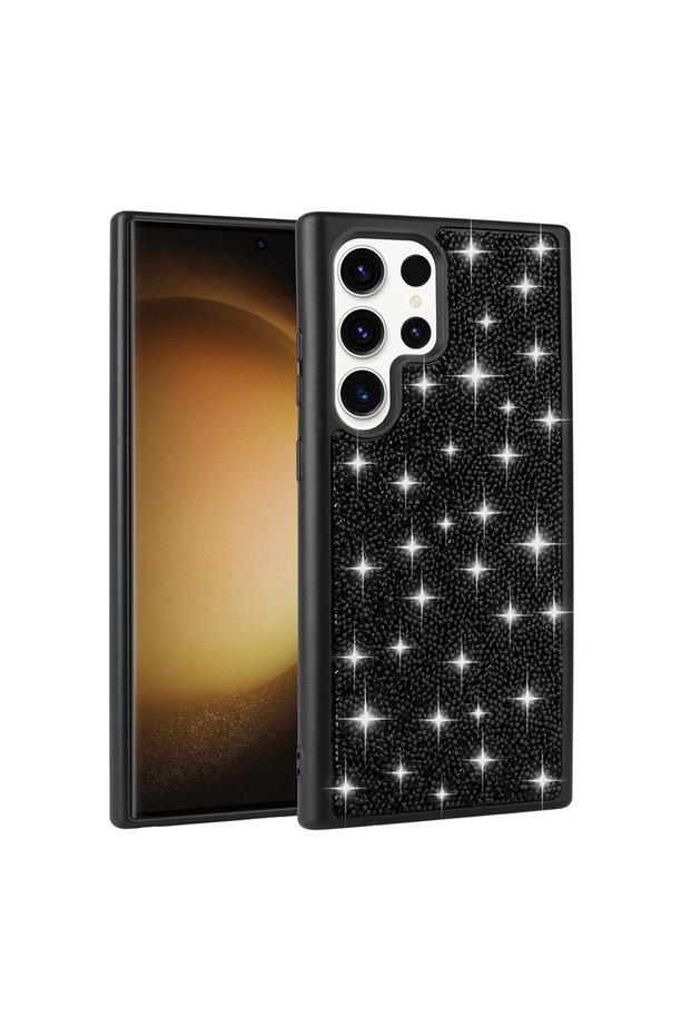 Galaxy S22 Ultra Case with Glitter Diamonds and Raised Camera Silicone Cover