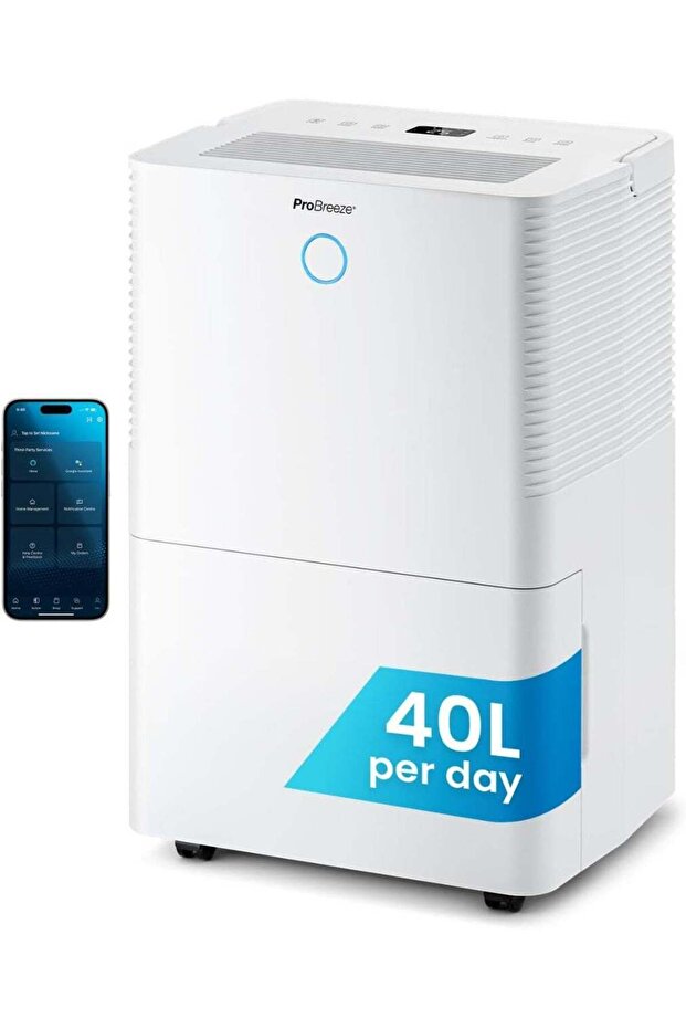 ® 40L OmniDry WiFi Dehumidifier with Automatic Humidity Sensor & Display, 24Hr Timer, Laundry Drying, Continuous Drainage with Smart App