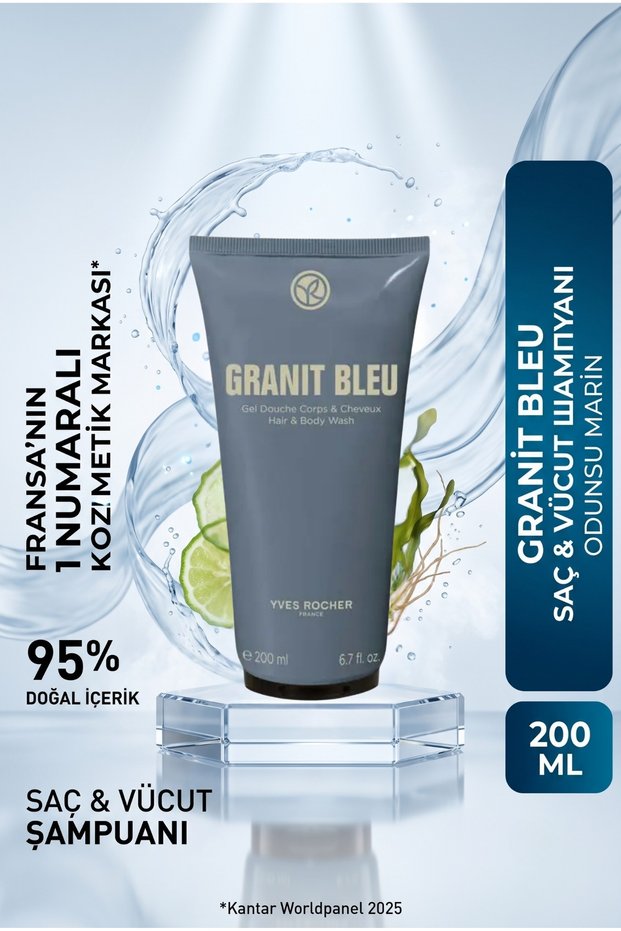 Perfumed Men's Hair and Body Shampoo with Notes of Bergamot, Ocean Seaweed and Vetiver - 200 ml