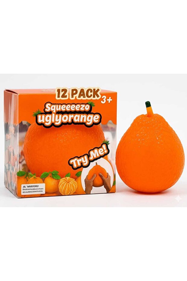 Squeeeezo Ugly Orange – لعبة ضغط مطاطية ذات ملمس خاص لتخفيف التوتر