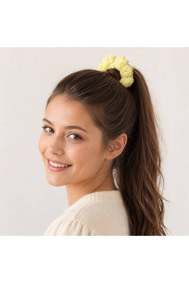 Knitted Pompom Hair Clip - Bulut Scrunchie Handmade - 2-Piece Handmade Knitted Clip