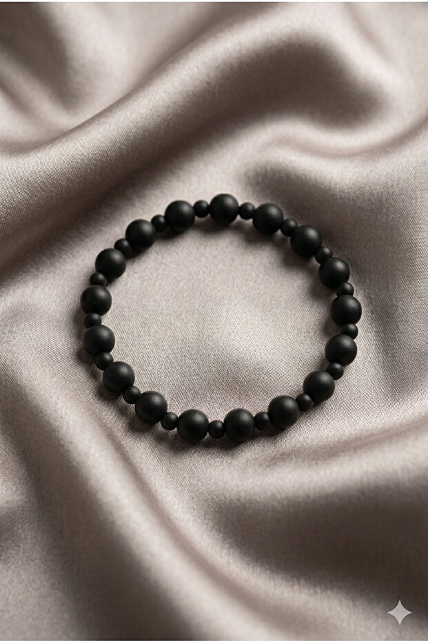 Handmade Onyx Round Natural Stone Flexible Bracelet