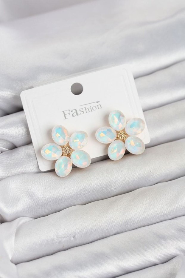 White Color Crystal Stone Flower Model Women's Earrings Tj-Bkp11933