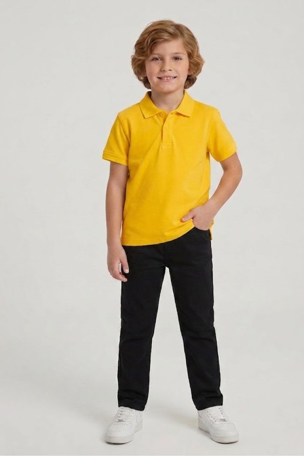 Children's Unisex Cotton Polo Collar Short Sleeve School Uniform T-Shirt (Back to School)