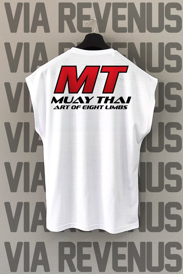 Muay Thai - Art of Eight Limbs Back Printed Zero Sleeve Crew Neck Sports Tshirt