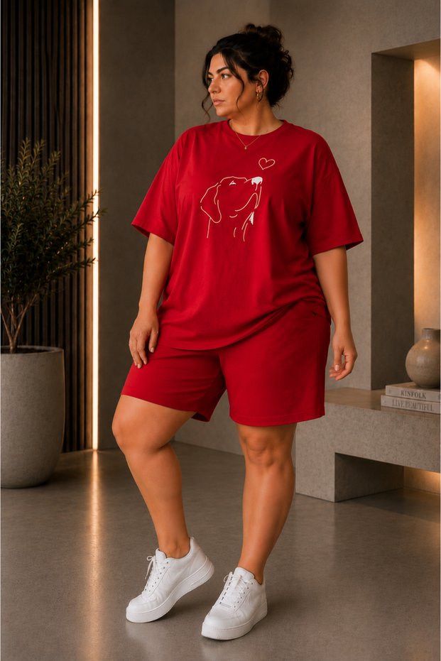 Women's Plus Size Oversize Shorts Set 2-Piece Cotton Daily Sports Casual Summer Comfortable Fit Dog Print L - 8XL