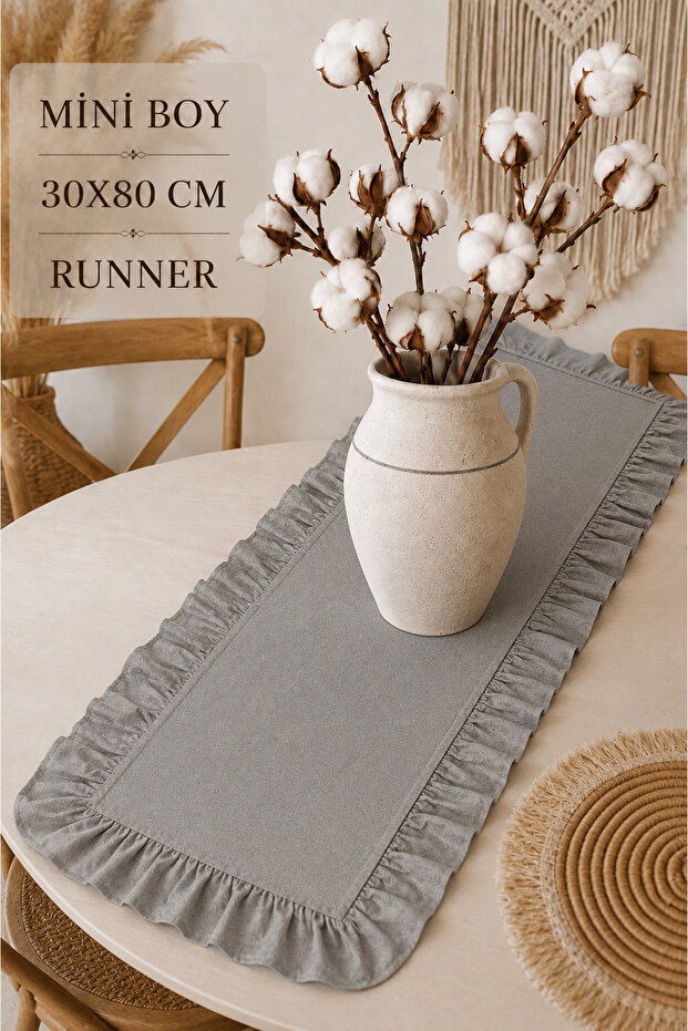 سجادة رانر رمادية مزخرفة، مقاس 30×80 سم