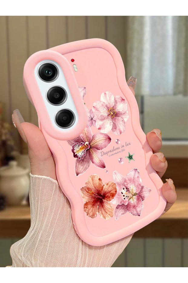 Tecno Camon 40 Pro 5g Compatible Case Camera Protector Pink Silicone Couple Phone Case Floral Pattern