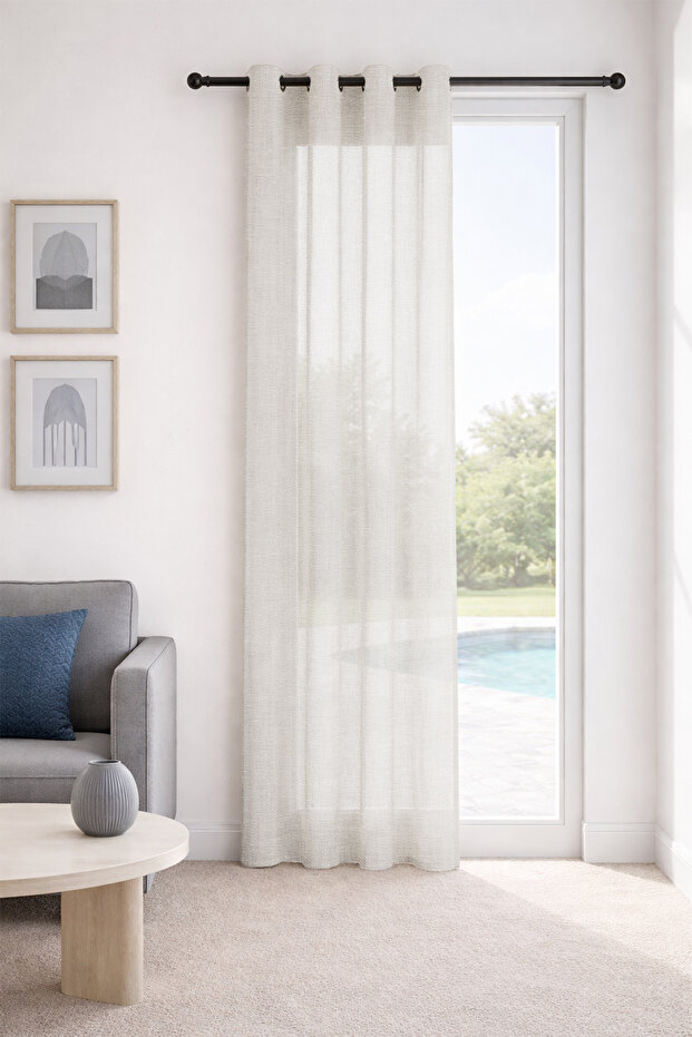 Lavin Ecru Custom Size Tulle Curtain 260X270 Without Pleats
