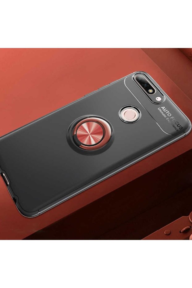 Silicone Ravel Cover with Rotatable Ring Stand for Huawei Y7 2018 Compatible Mobile Phone