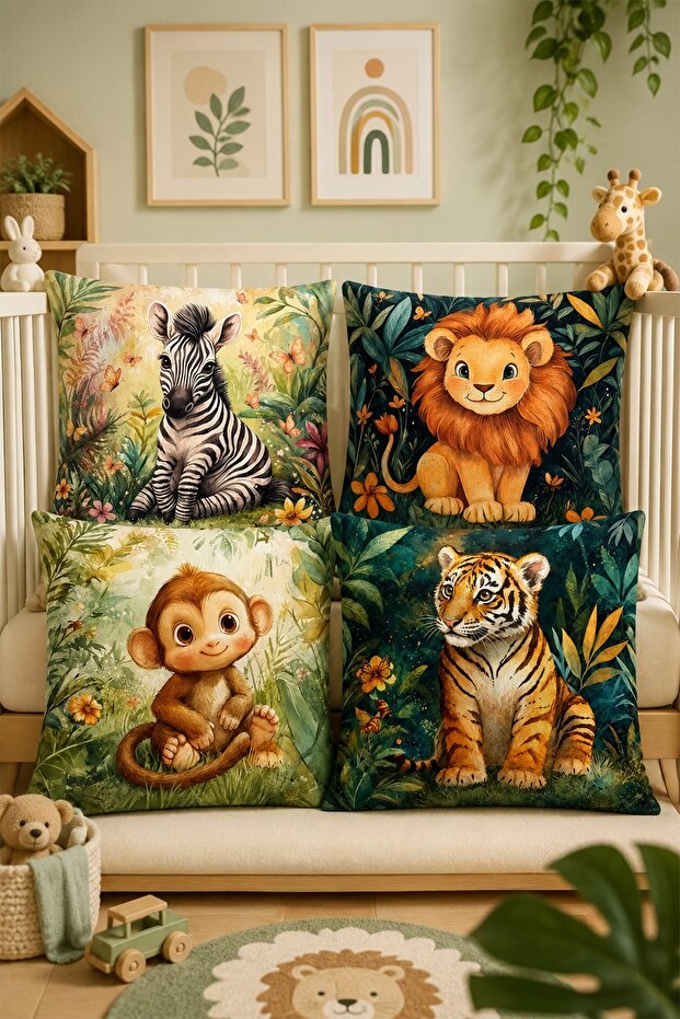 Little Forest Friends Patterned 4-Piece Children's and Baby Pillowcase Set