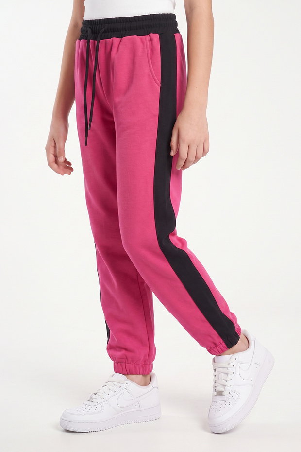 Girl's Striped Detailed Waist-Tie Elastic Cuffed Sweatpants