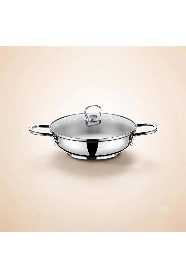 Stainless Steel Pan 20 cm with Induction Base and Glass Lid