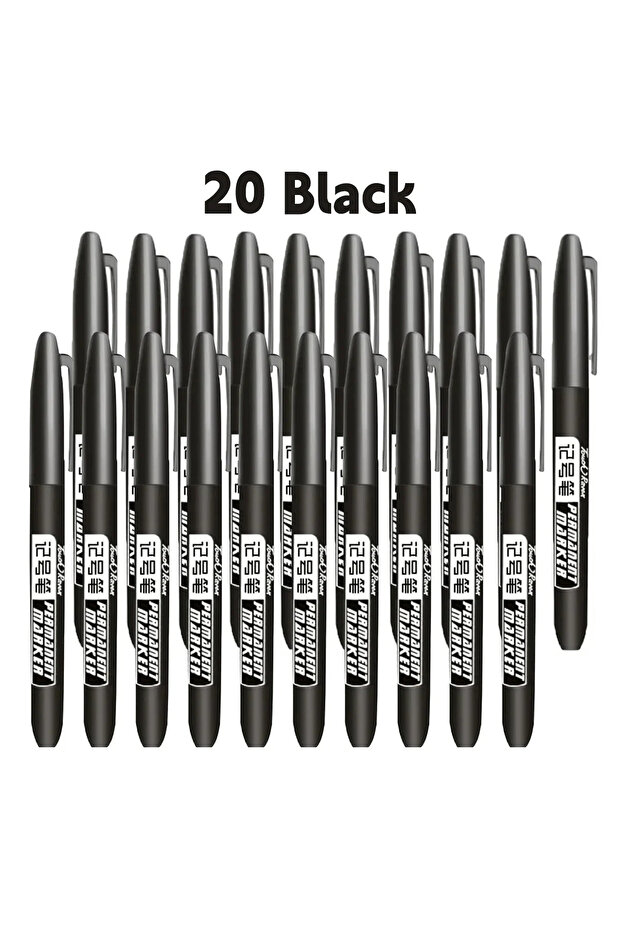 Black-20PCS 6-20Pcs Permanent Marker Pens Waterproof Fine & Thick Nib 1.5mm Black Blue Red Ink Offic