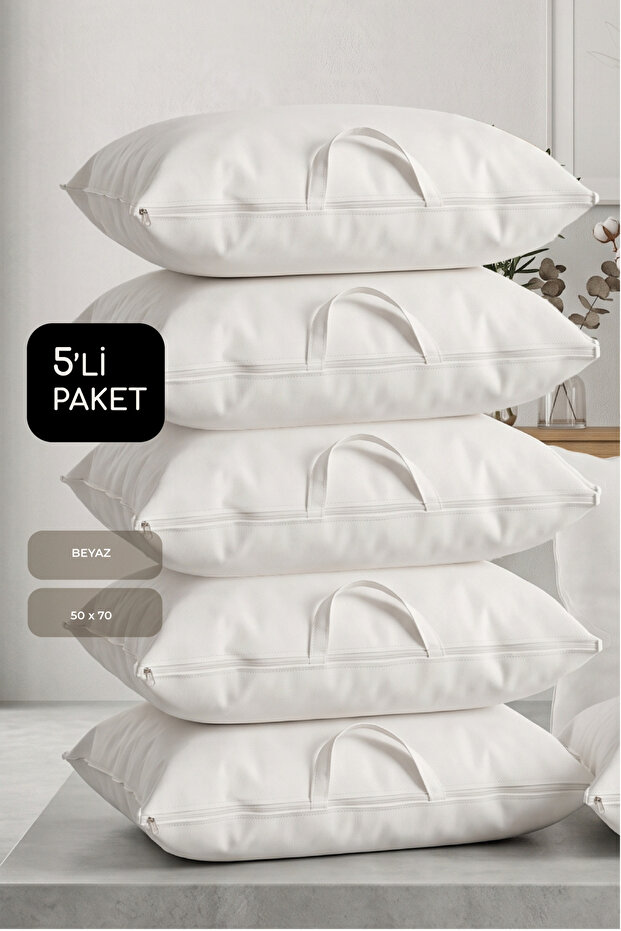 Set of 5 70X50 cm Pillow & Clothes Organizer Storage Bag White